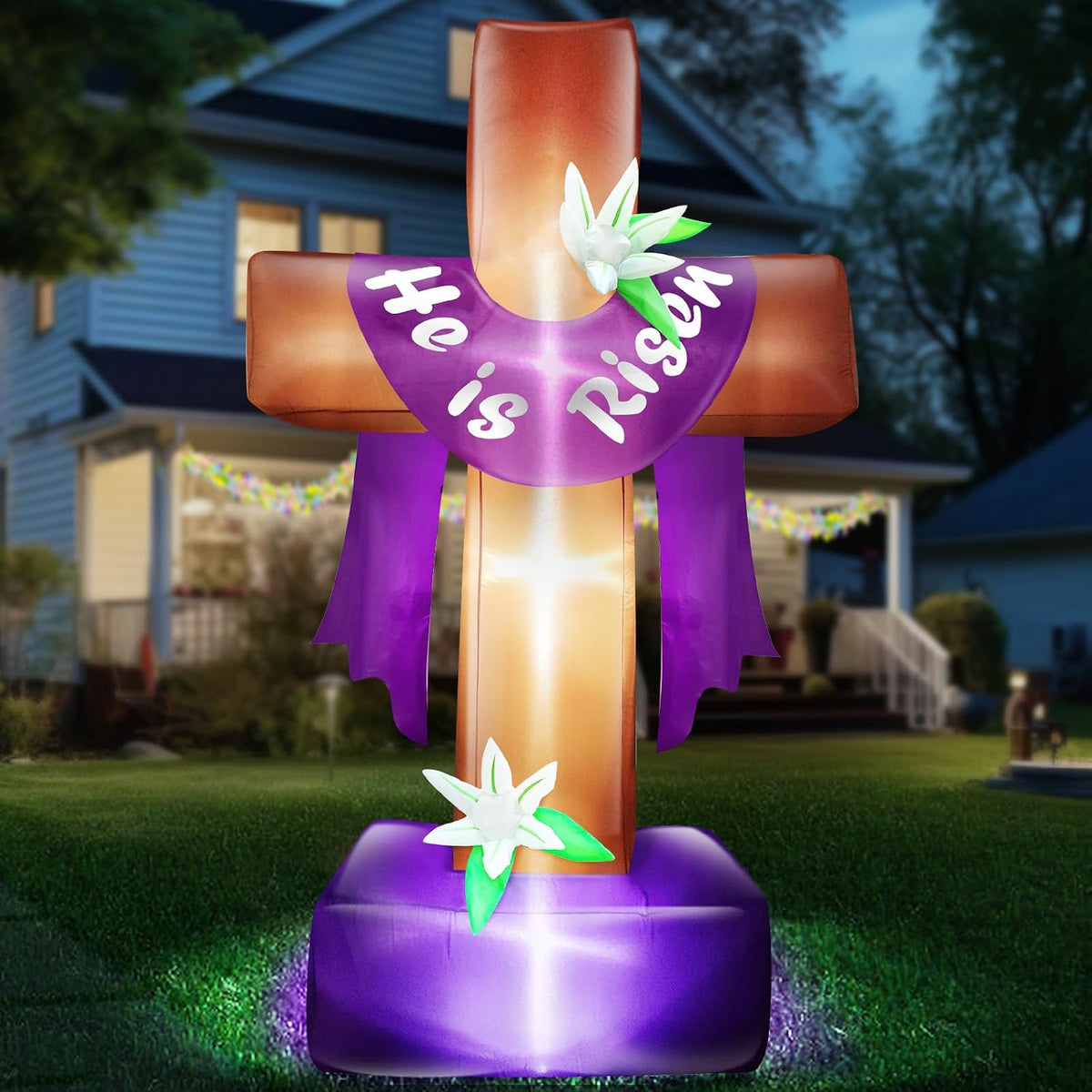 8 ft Easter Inflatable Cross, He Is Risen, Easter outdoor decoration