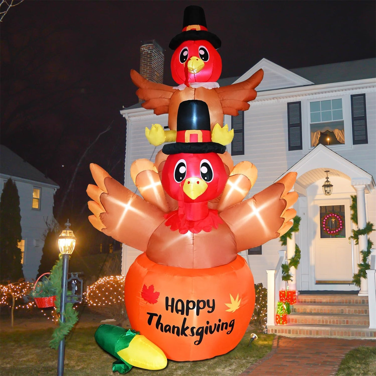 9.8 ft Inflatable Turkey on Pumpkin, Thanksgiving outdoor decoration