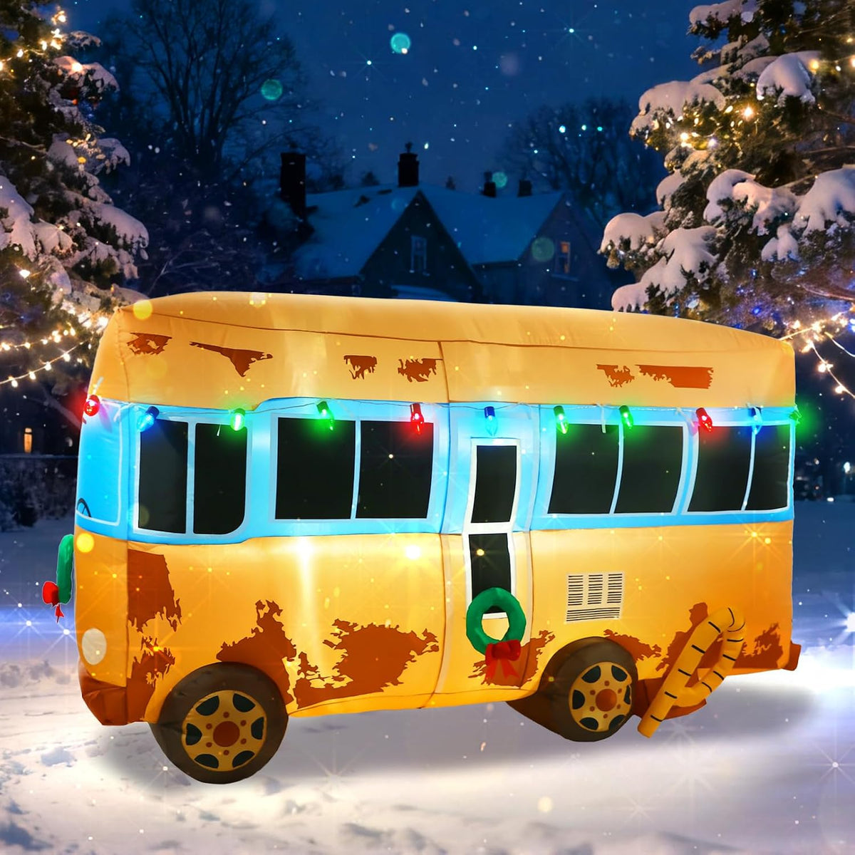 7 ft Inflatable Christmas RV, Christmas outdoor decoration