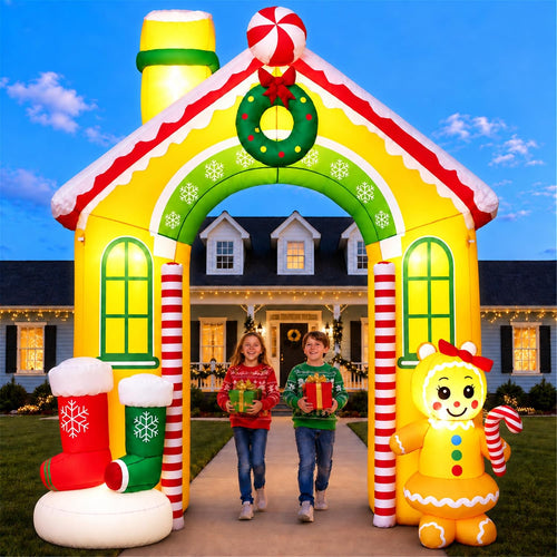 10FT Christmas Inflatables Archway Gingerbread House Outdoor Decoration / Giant Christmas Inflatable Arch
