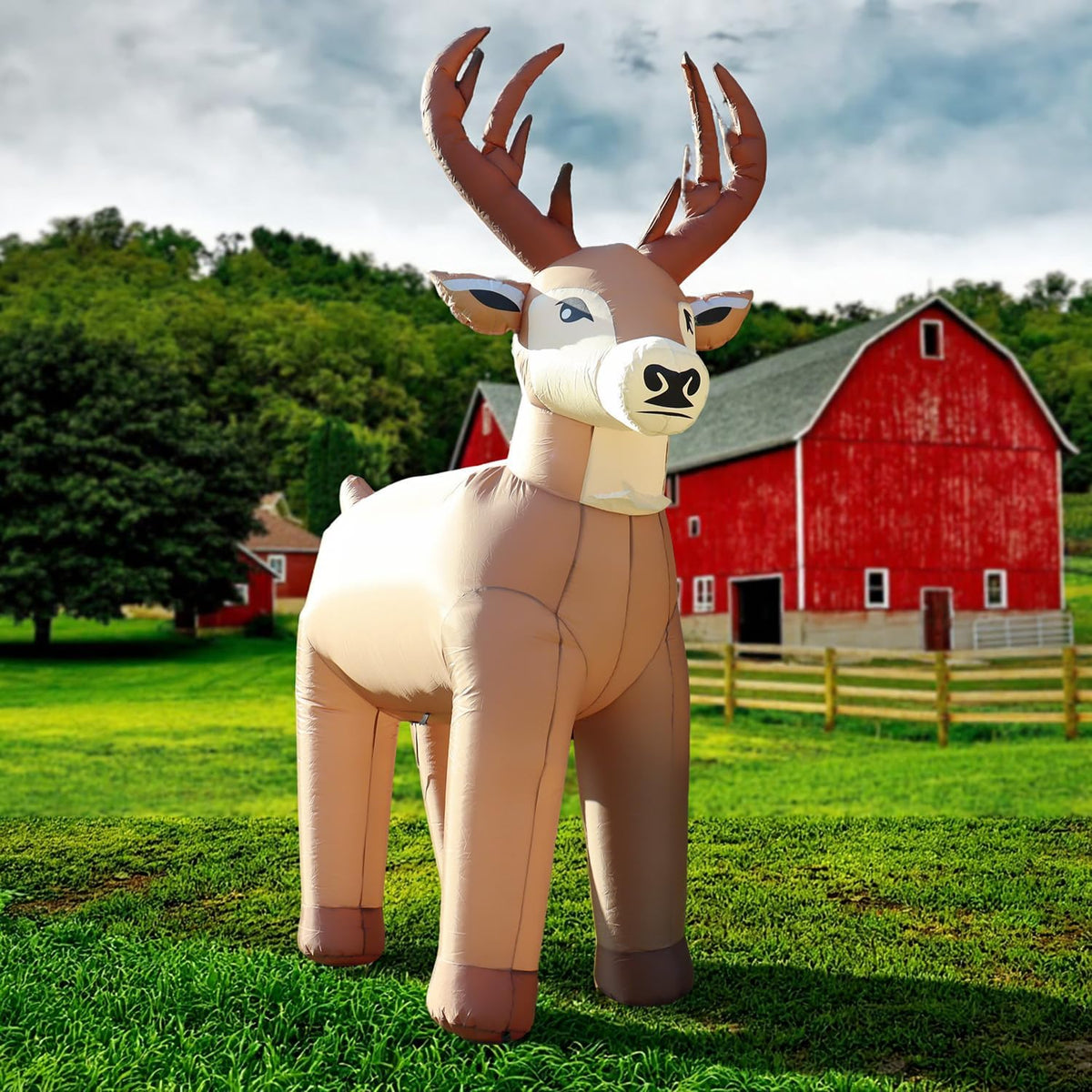 8 ft Inflatable Reindeer Farm Scene, Christmas outdoor decoration